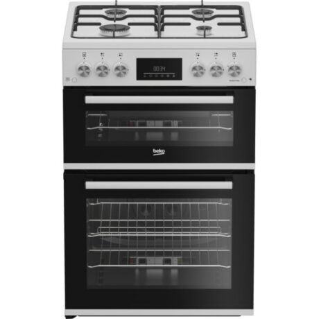 Beko EDG6231W 60cm Double Oven Gas Cooker with Gas Hob - White