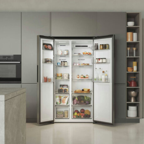 Haier HSR5918DNMP 90.5cm 70/30 Frost Free Fridge Freezer - Pt. Inox