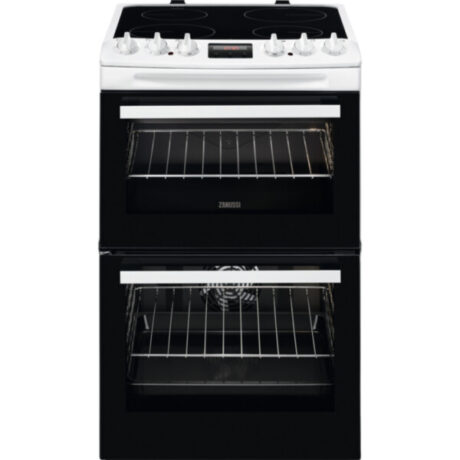 Zanussi ZCV46250WA 55cm Double Electric Cooker with Ceramic Hob - White