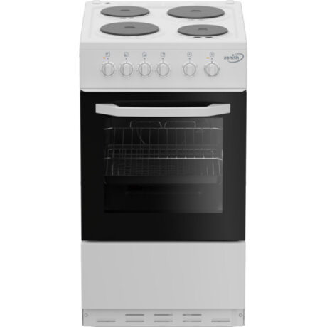 Zenith ZE503W 50cm Electric Single Oven with solid plate - hob White