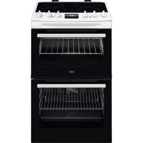 AEG CCX1530ACW 55cm Double Oven Electric Cooker with Ceramic Hob - White